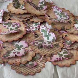 20 Pcs W/ Tie Scalloped Gift Tags Butterflies 3D Vintage Distressed Music Notes